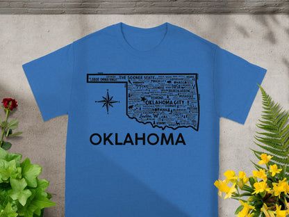 Oklahoma The Sooner State Cities Map Graphic T-Shirt