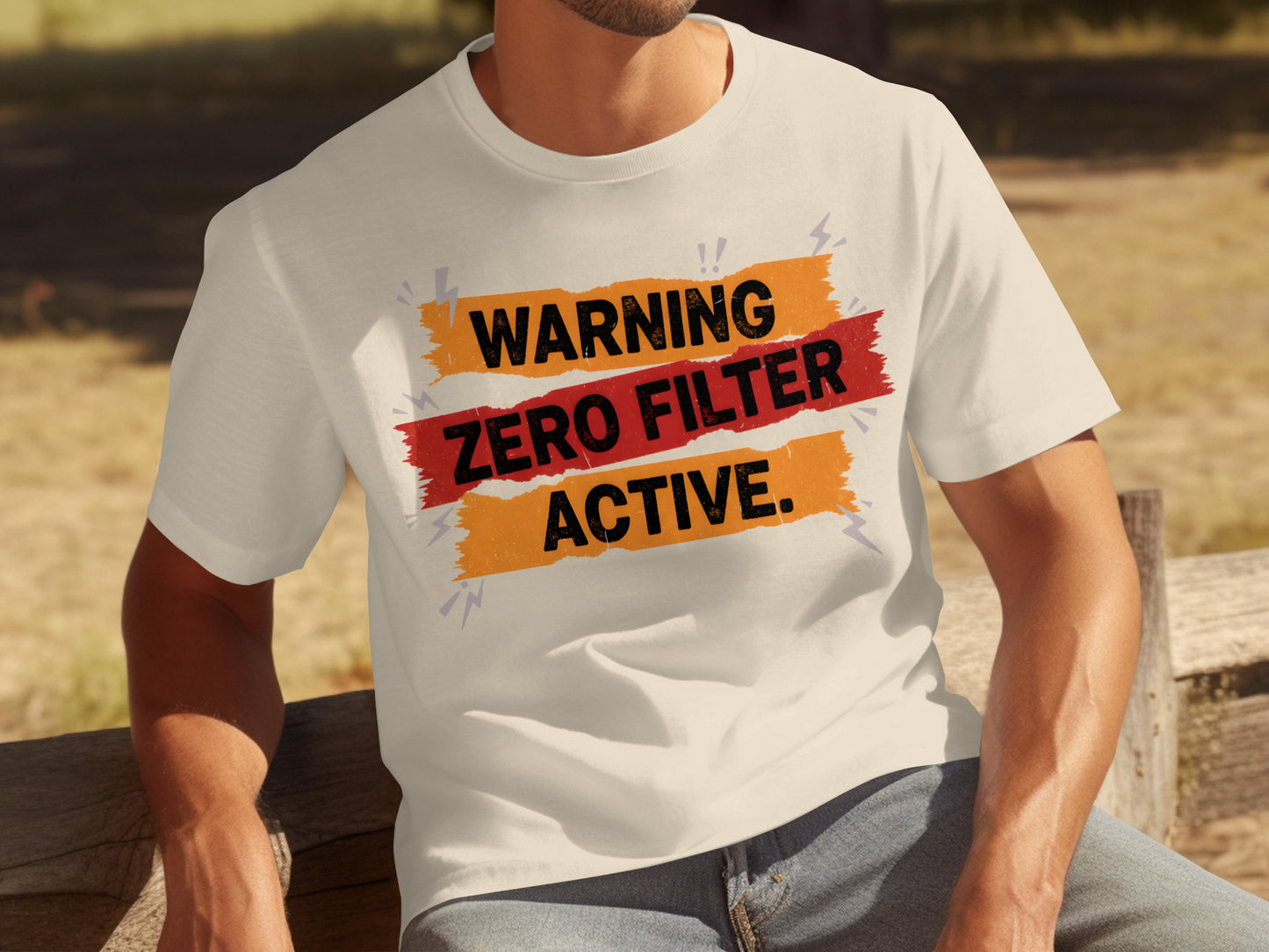 Warning Zero Filter Active Bold Graphic T-shirt