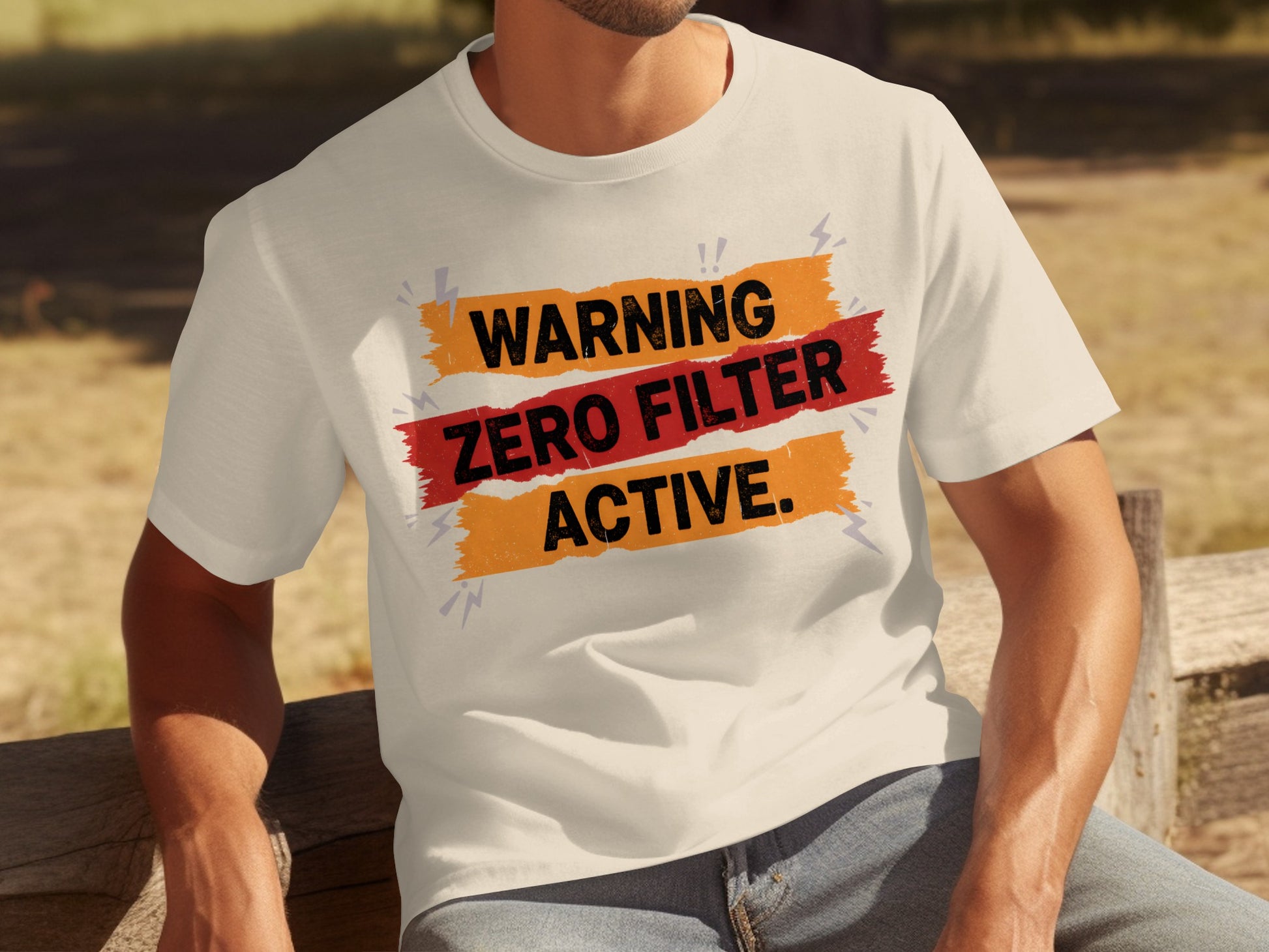 Warning Zero Filter Active Bold Graphic T-shirt