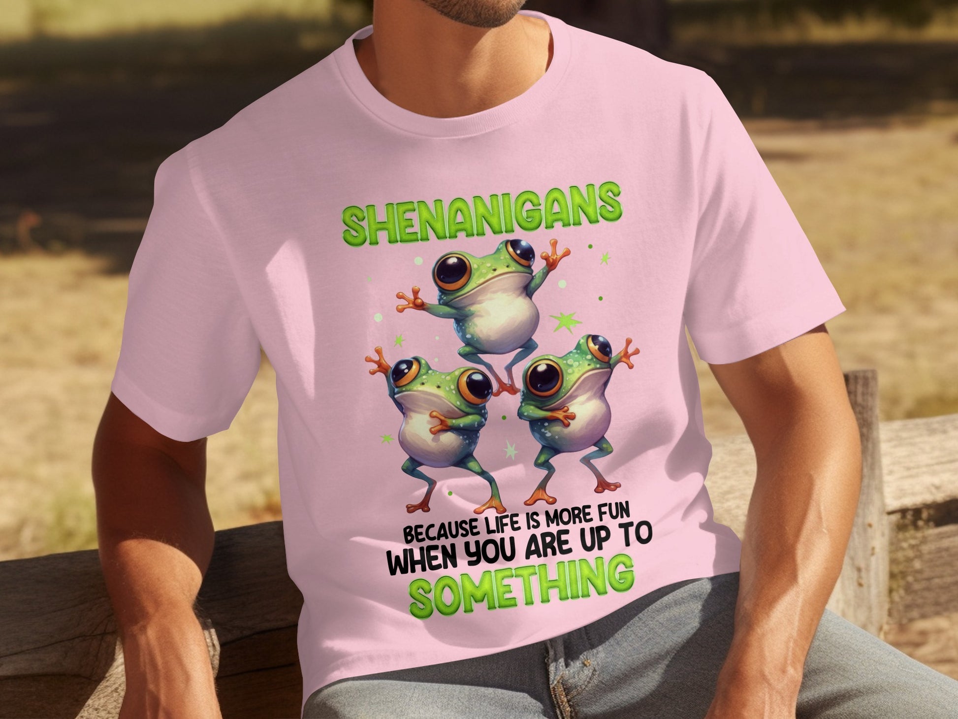 Shenanigans Fun Frog Design Graphic Tee Shirt
