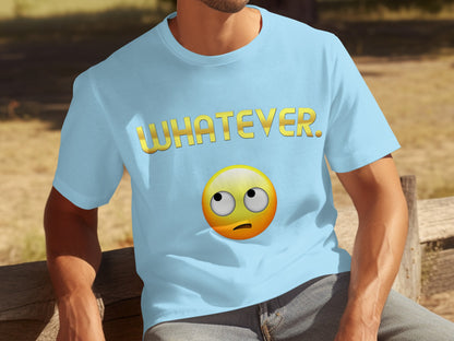 Whatever Emoji Design Light Blue T-Shirt
