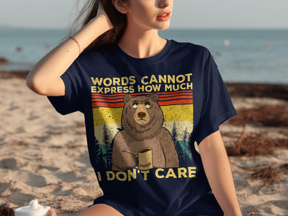 Funny Bear with Coffee I Don't Care Graphic T-shirt