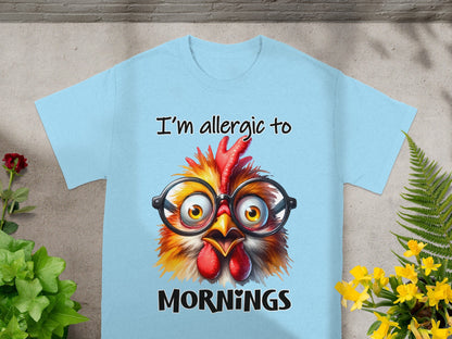 Funny Chicken I'm Allergic To Mornings T-shirt