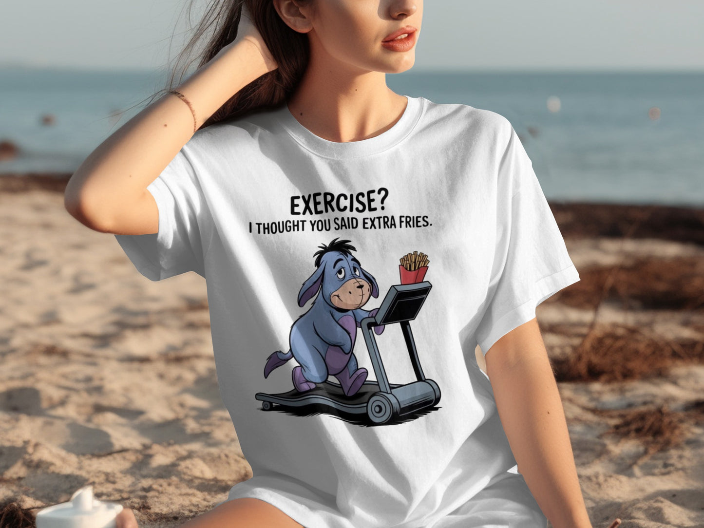 Exercise Fries Funny Printed Graphic T-shirt