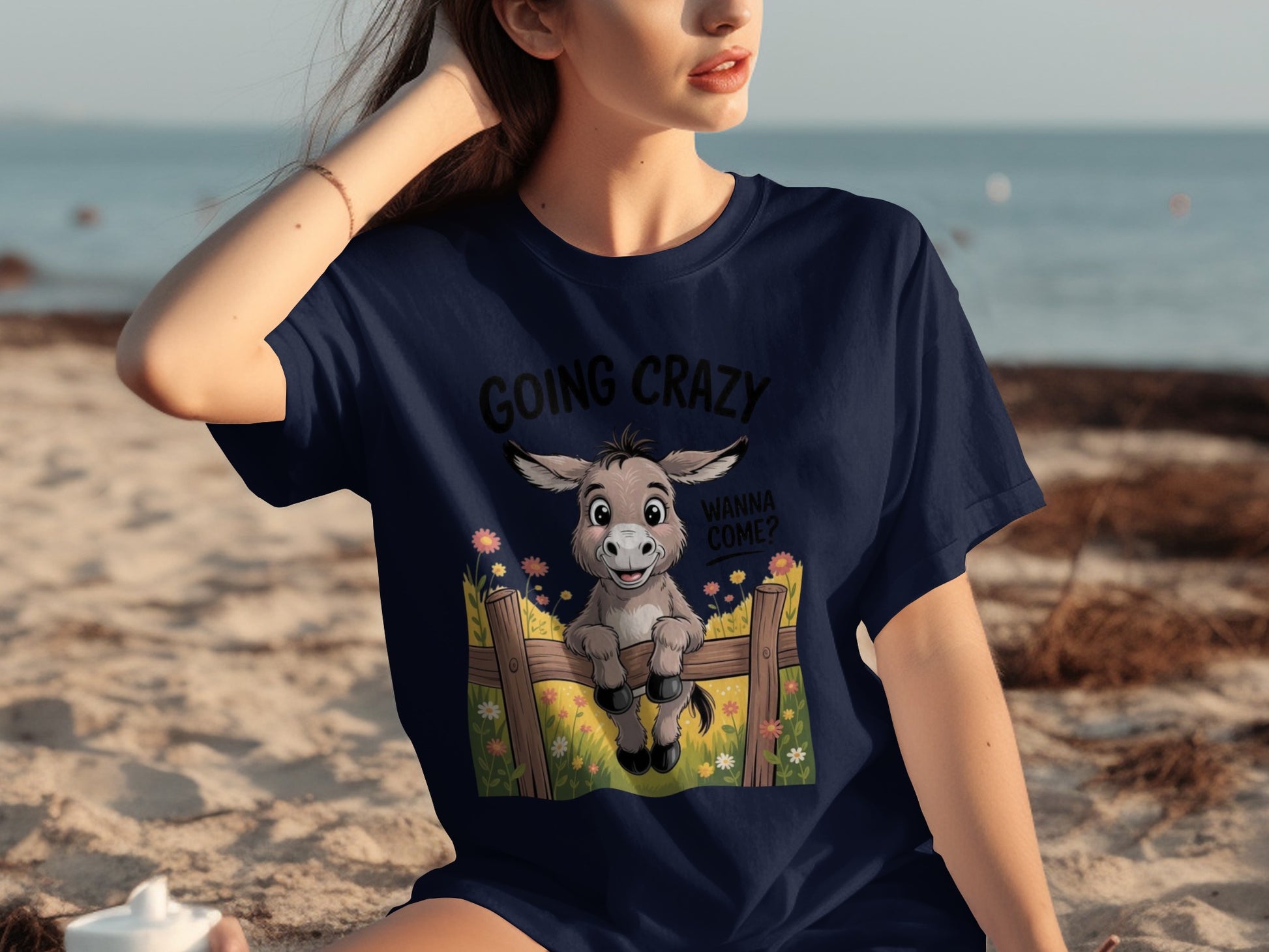 Going Crazy Wanna Come Donkey Graphic Relaxed T-Shirt