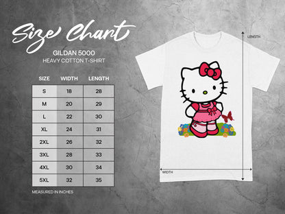 GILDAN 5000 Hello Kitty T-Shirt Size Chart Inches product type