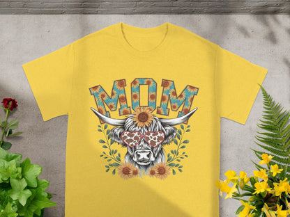 Cute Sunflower MOM Graphic Yellow T-Shirt for Women
