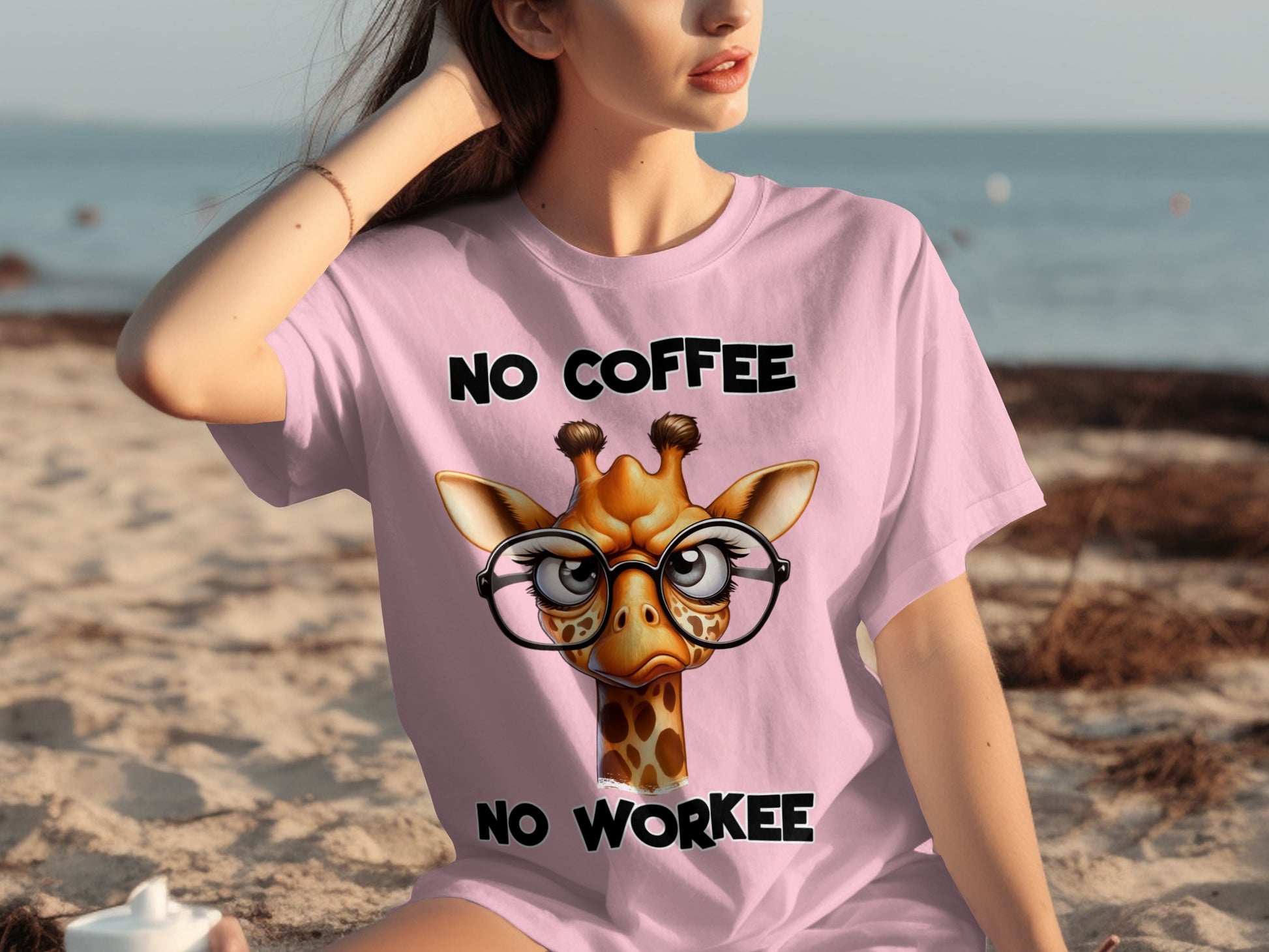 Funny Giraffe No Coffee No Workee Graphic Tee
