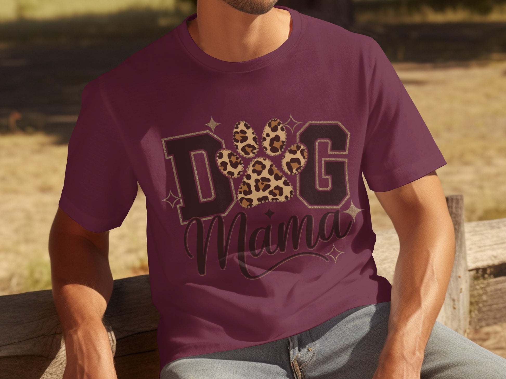 Dog Mama Leopard Paw Print Graphic T-Shirt