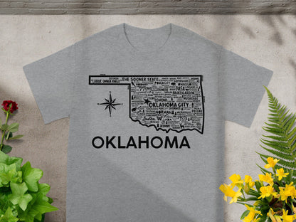 Oklahoma Map Graphic Print T-Shirt