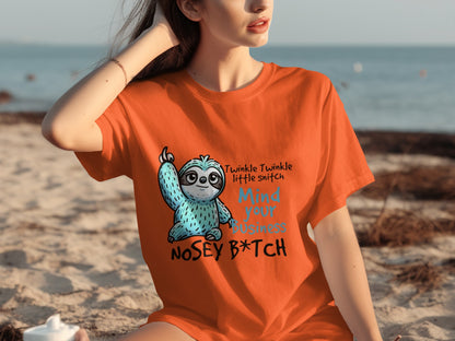Funny Sloth Mind Your Business Graphic T-Shirt