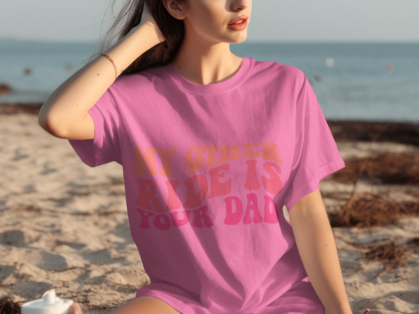 My Other Ride Is Your Dad Pink T-shirt