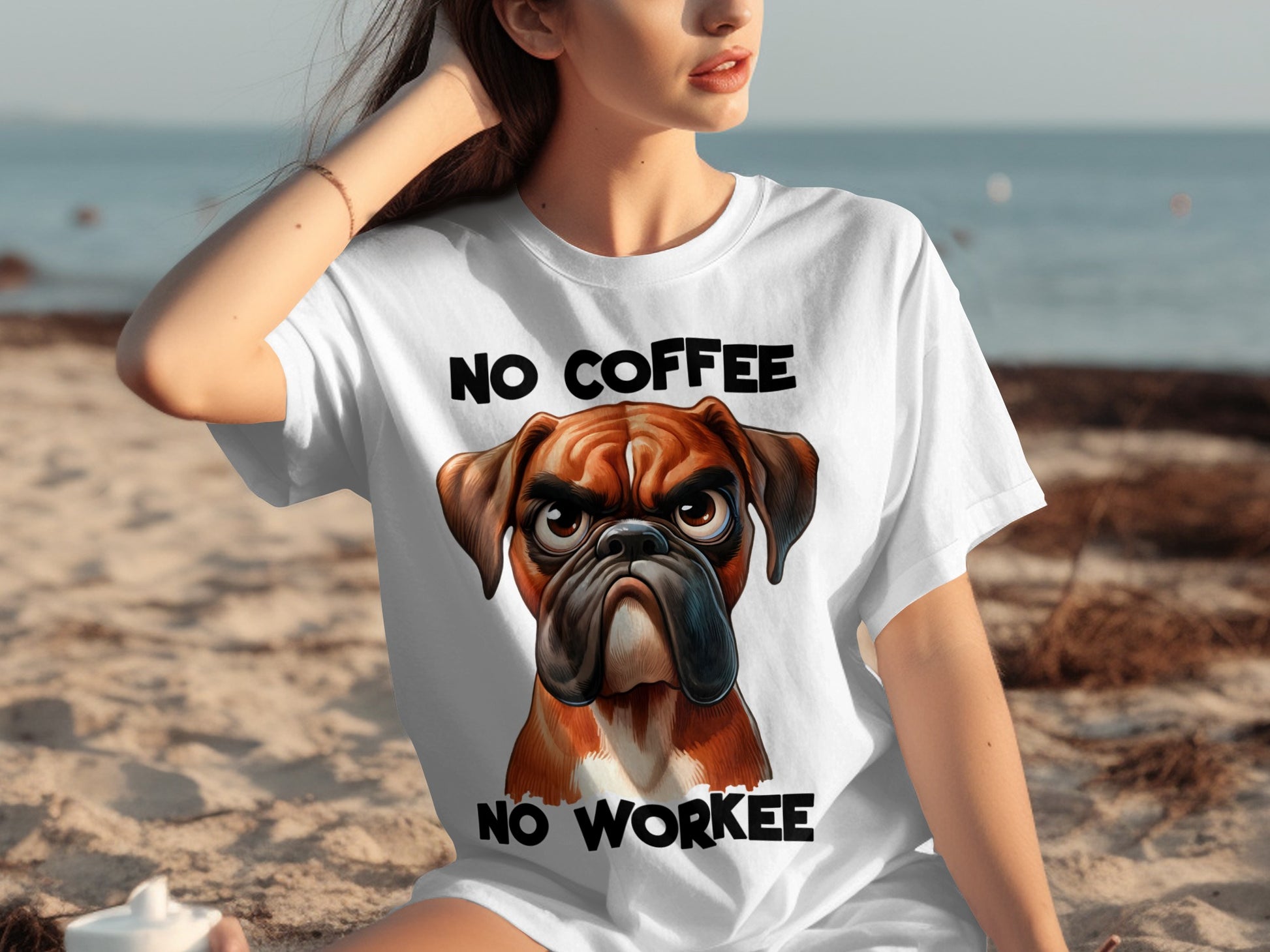 No Coffee No Workee Graphic Tee Shirt for Dog Lovers
