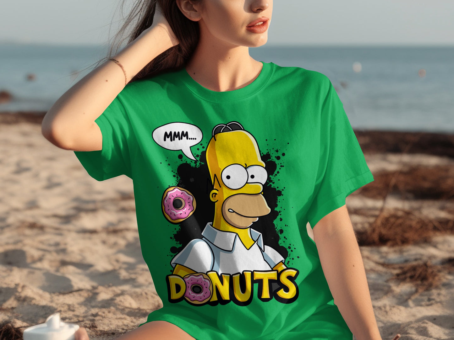 Homer Simpson Donuts Cartoon Graphic T-shirt