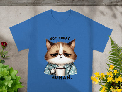 Not Today Human Grumpy Cat with Coffee Graphic T-shirt