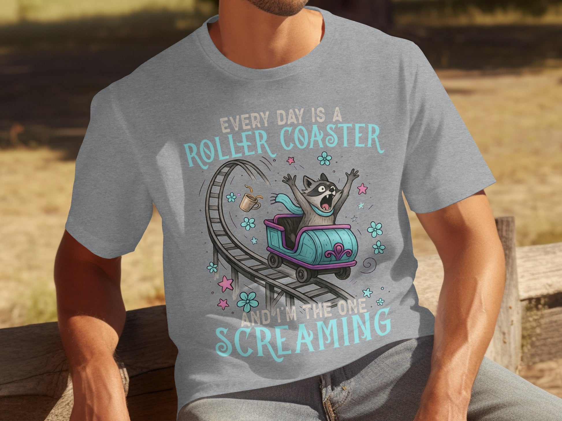 Roller Coaster Screaming Graphic T-Shirt for Fun Days