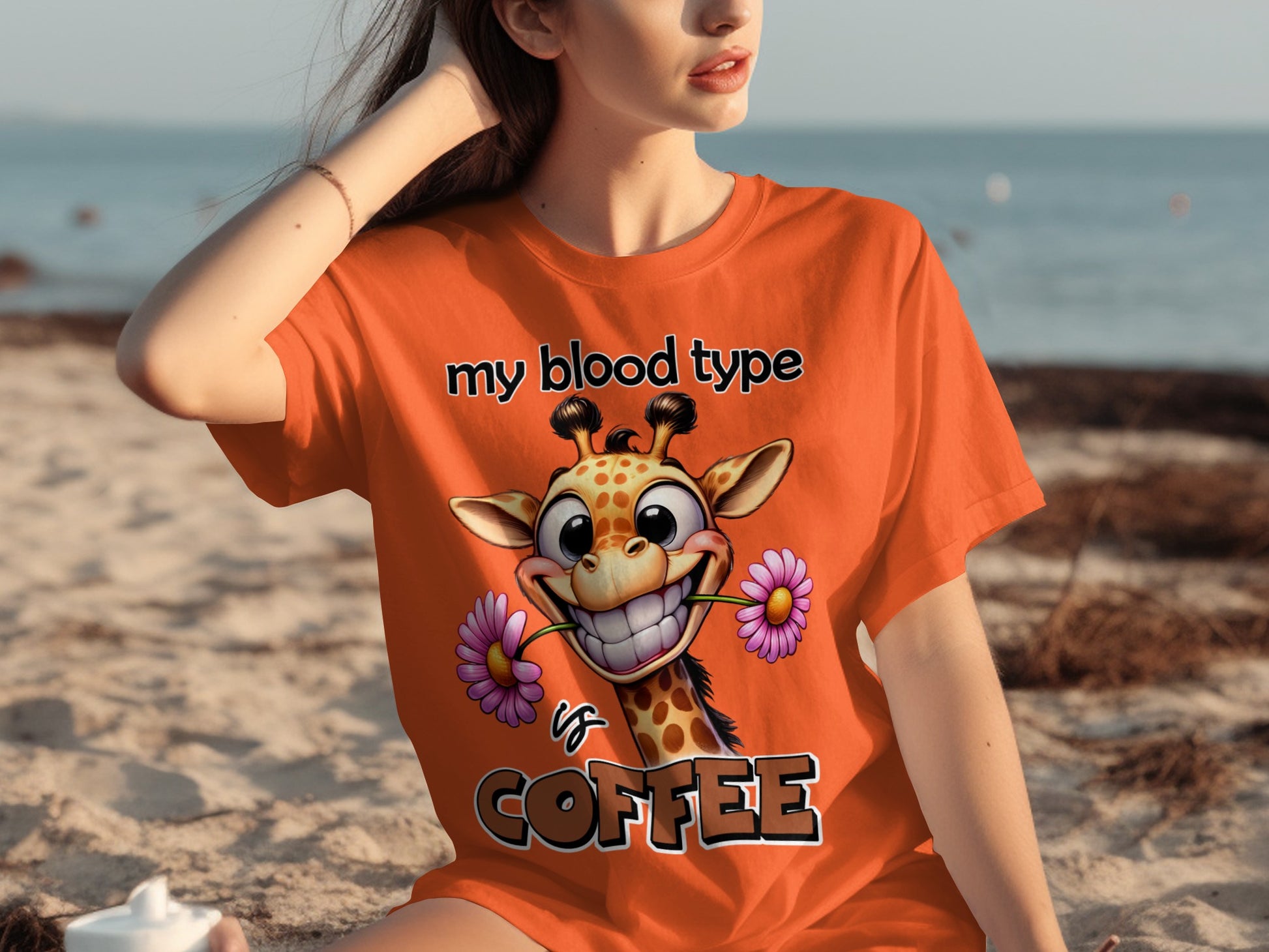 My Blood Type Is Coffee Giraffe Fun T-shirt
