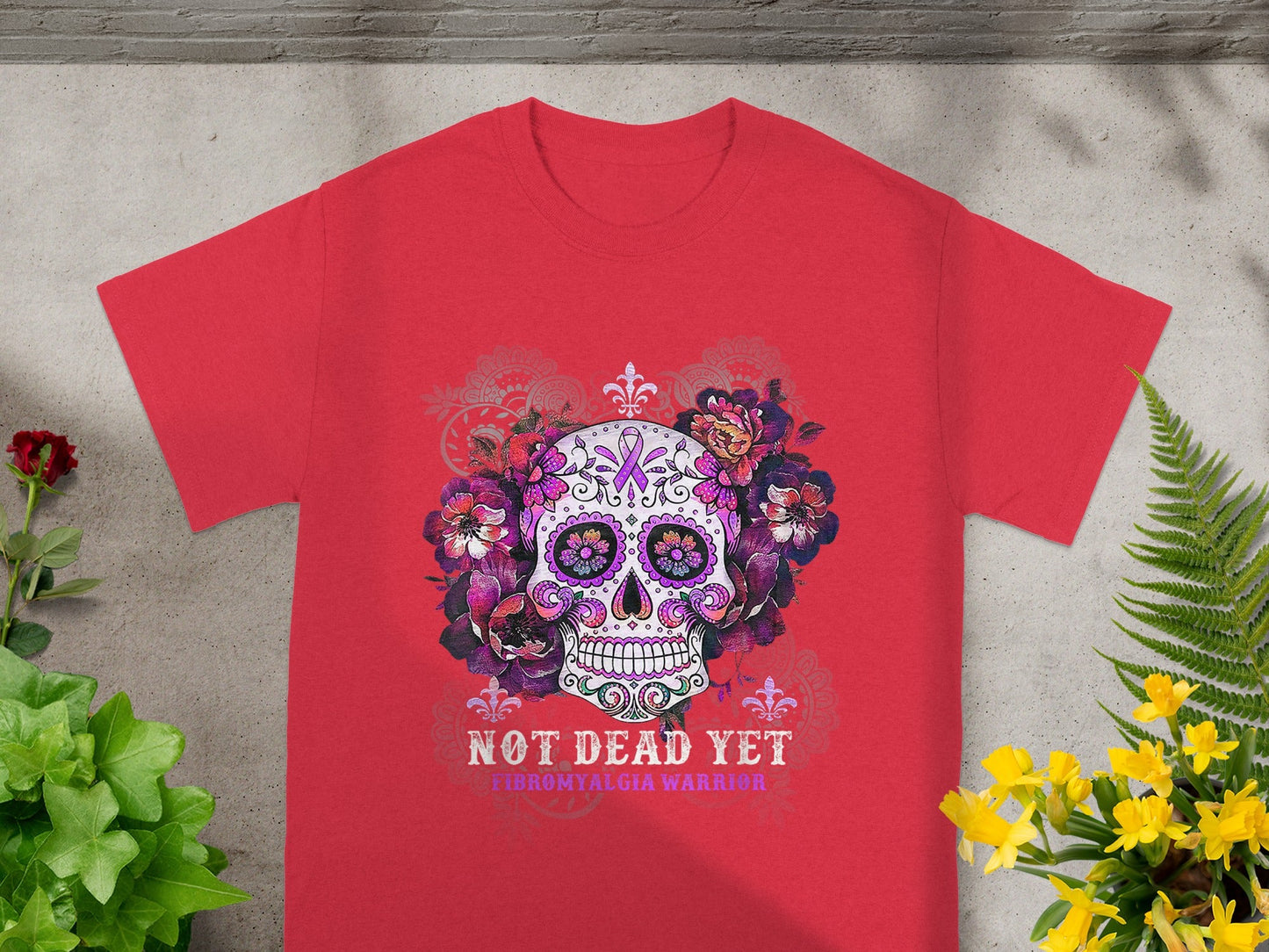 Not Dead Yet Fibromyalgia Warrior Skull T-Shirt