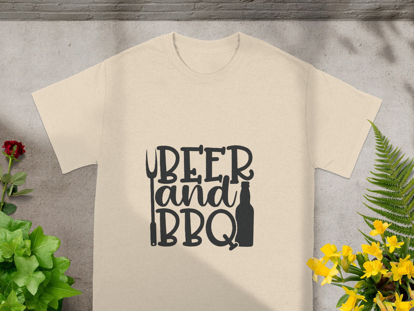 Beer and BBQ Graphic Tee Shirt for Casual Wear