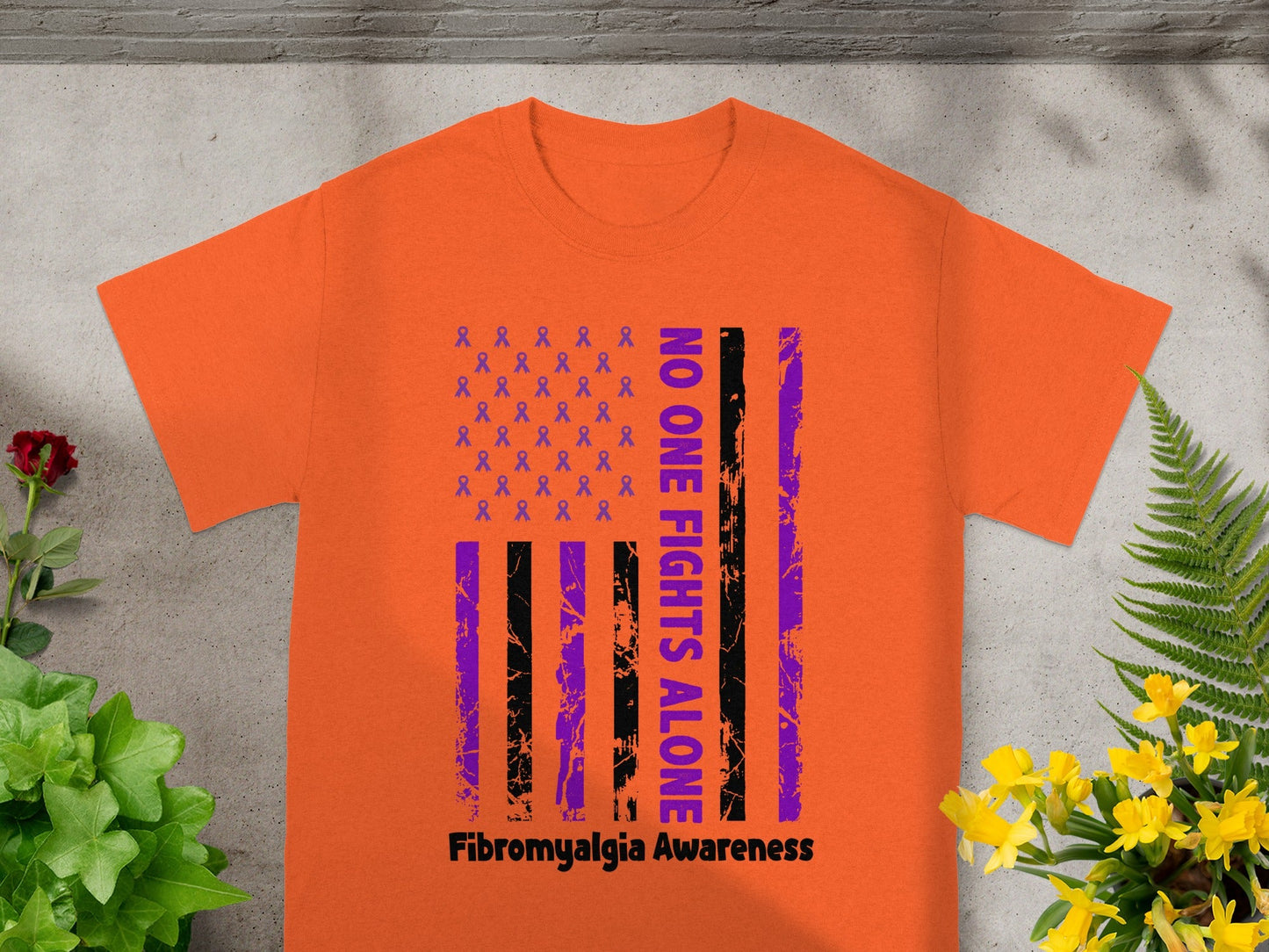 No One Fights Alone Fibromyalgia Awareness T-shirt