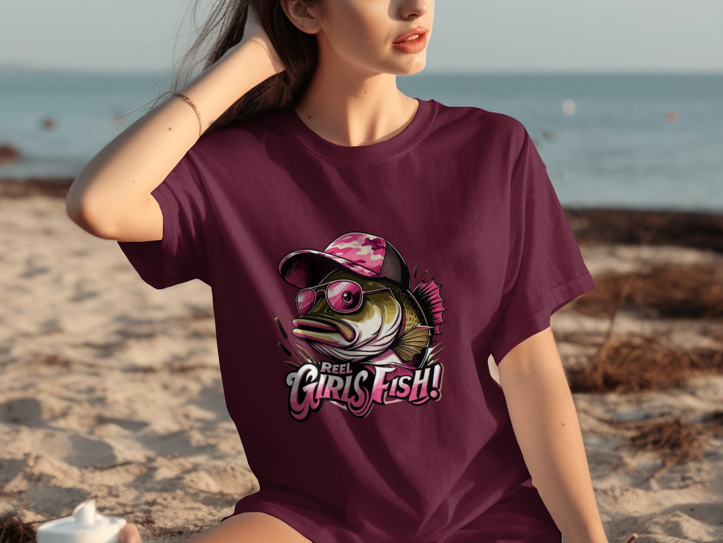 Reel Girls Fish Graphic Tee Summer Beachwear