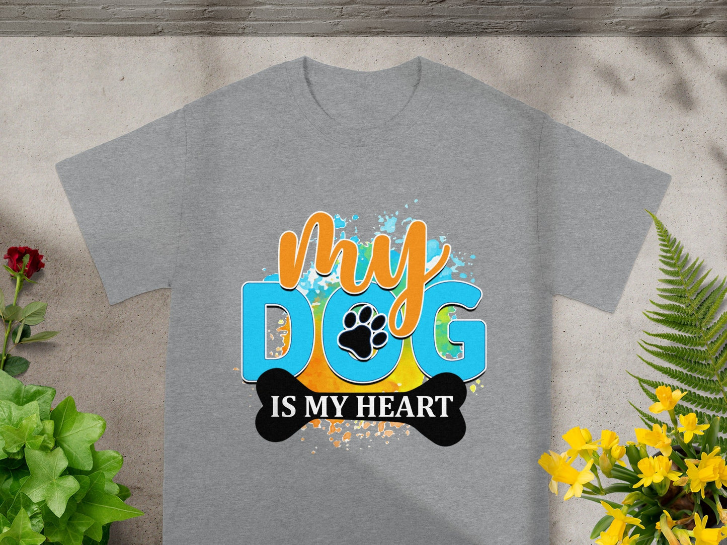 My Dog Is My Heart Colorful Graphic T-Shirt