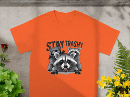 Stay Trashy Raccoon Graphic Tee-Shirt