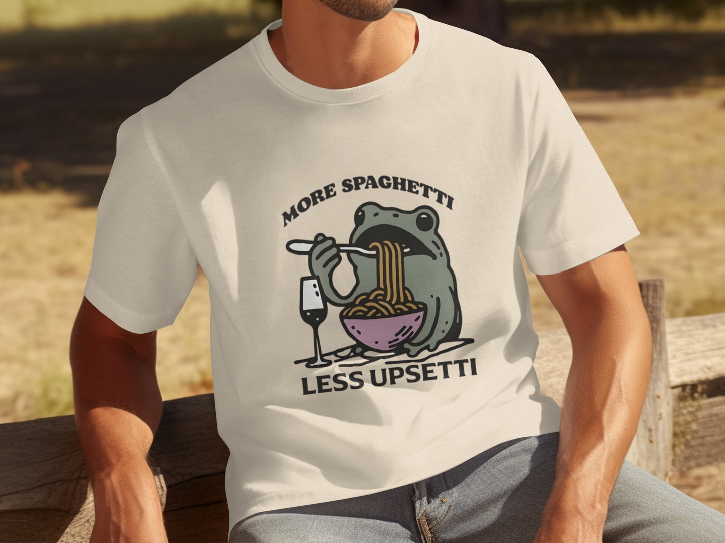 More Spaghetti Less Upsetti Funny Frog T-shirt