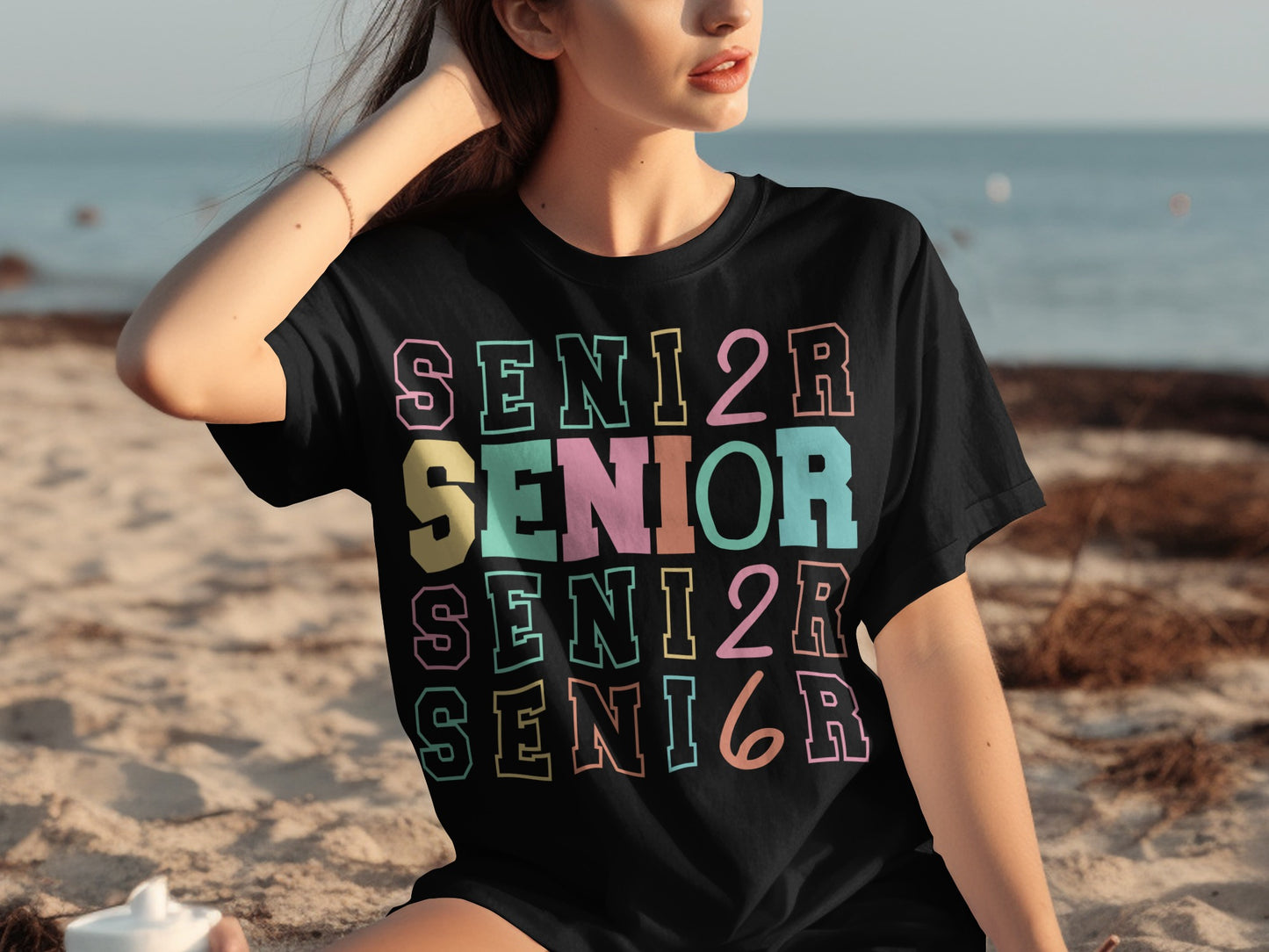 Colorful Senior 2023 Print T-Shirt for Graduates