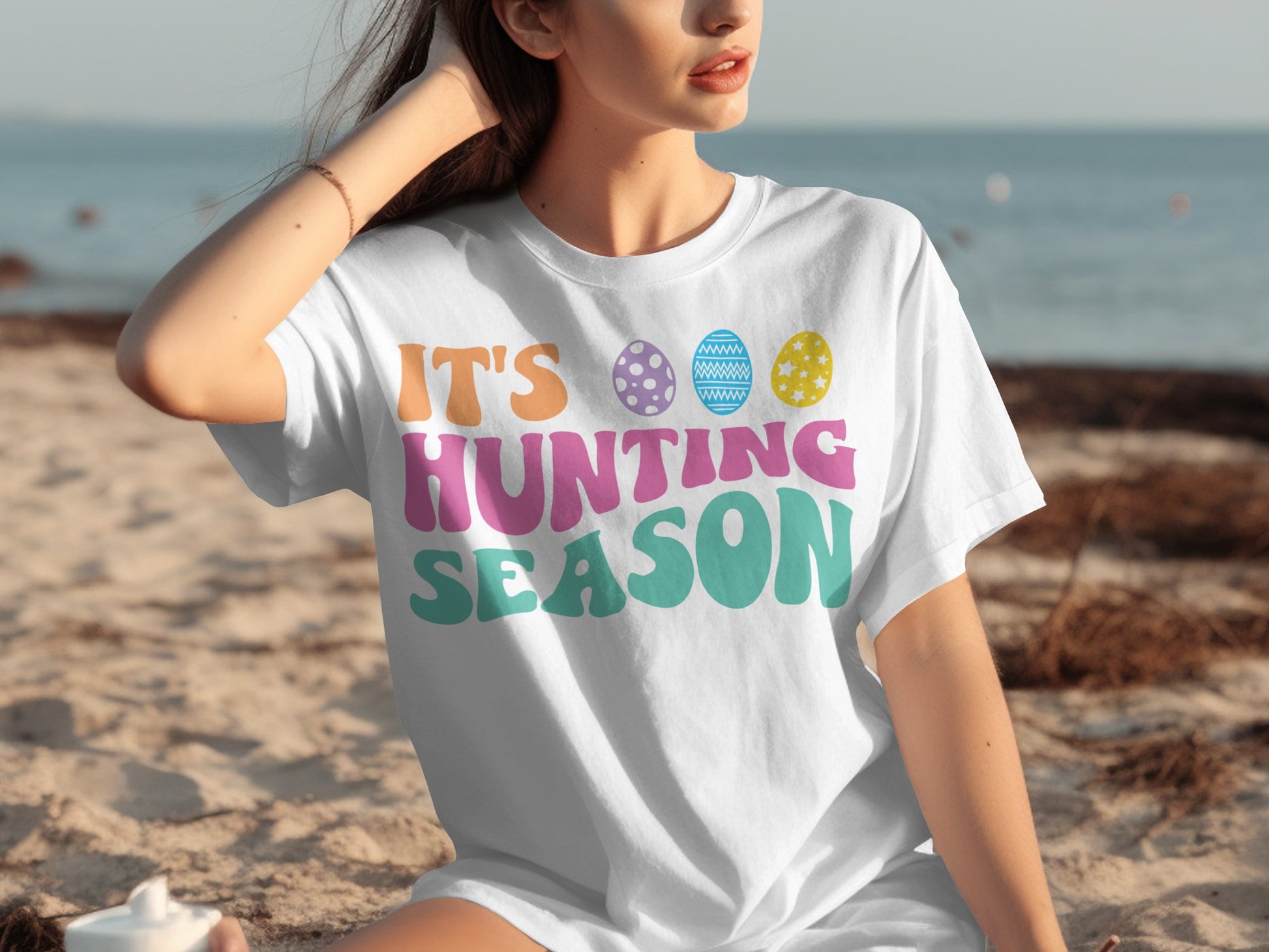 It's Egg Hunting Season Colorful Graphic Shirt