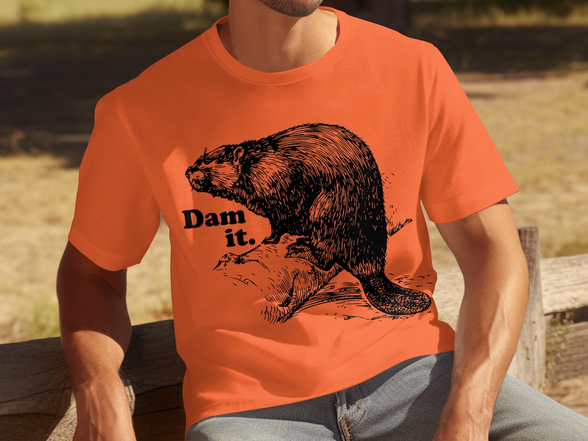 Dam It Beaver Graphic T-Shirt Humorous Animal Design