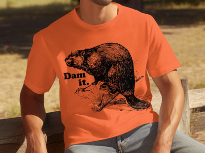 Dam It Beaver Graphic T-Shirt Humorous Animal Design