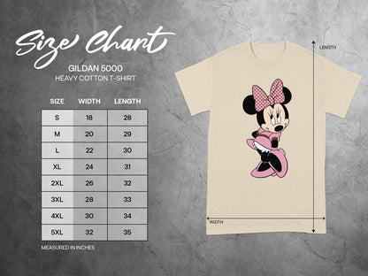 GILDAN 5000 T-SHIRT Size Chart Minnie Mouse product type