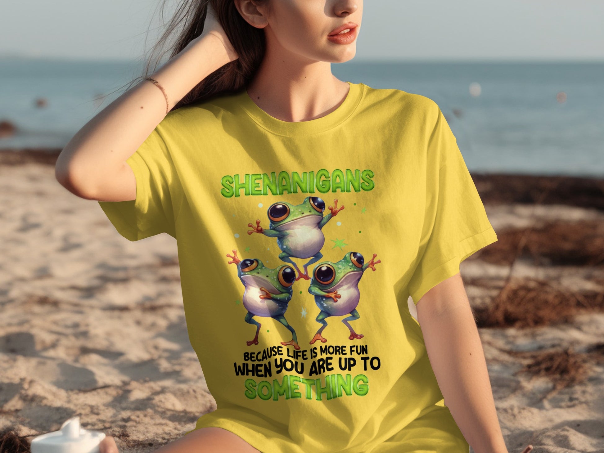 Shenanigans Because Life Fun Frog Graphic T-Shirt