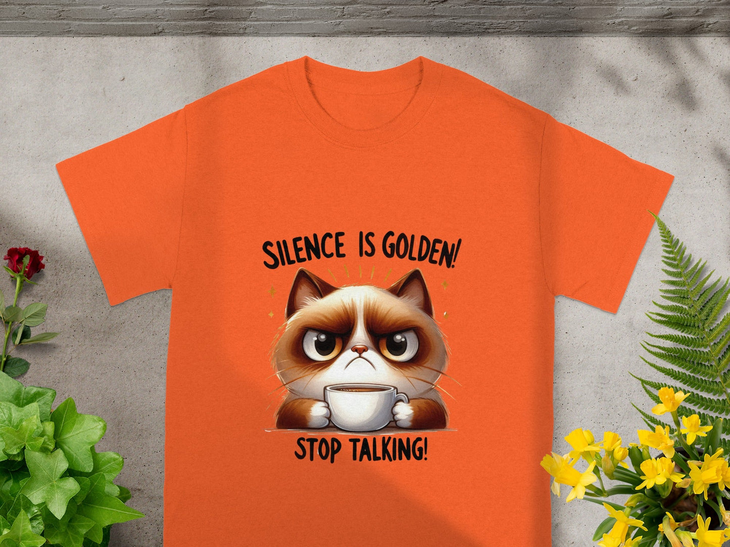 Silence is Golden Stop Talking Cat T-Shirt