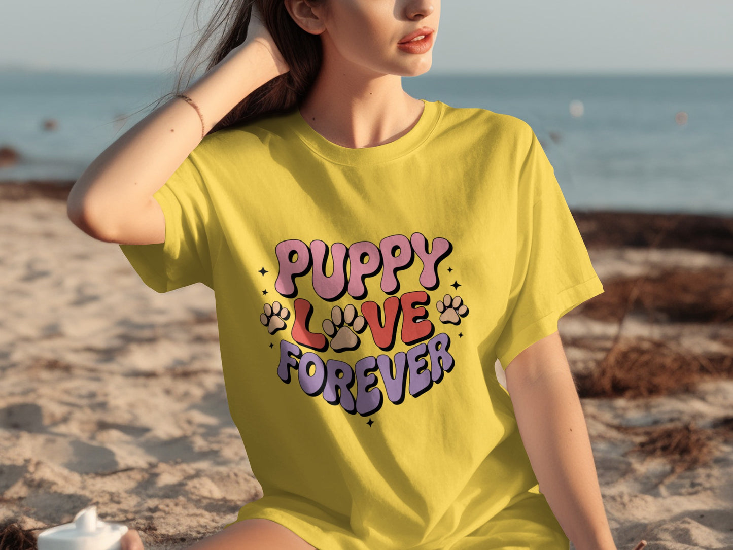 Puppy Love Forever Adorable Paw Print Graphic Tee