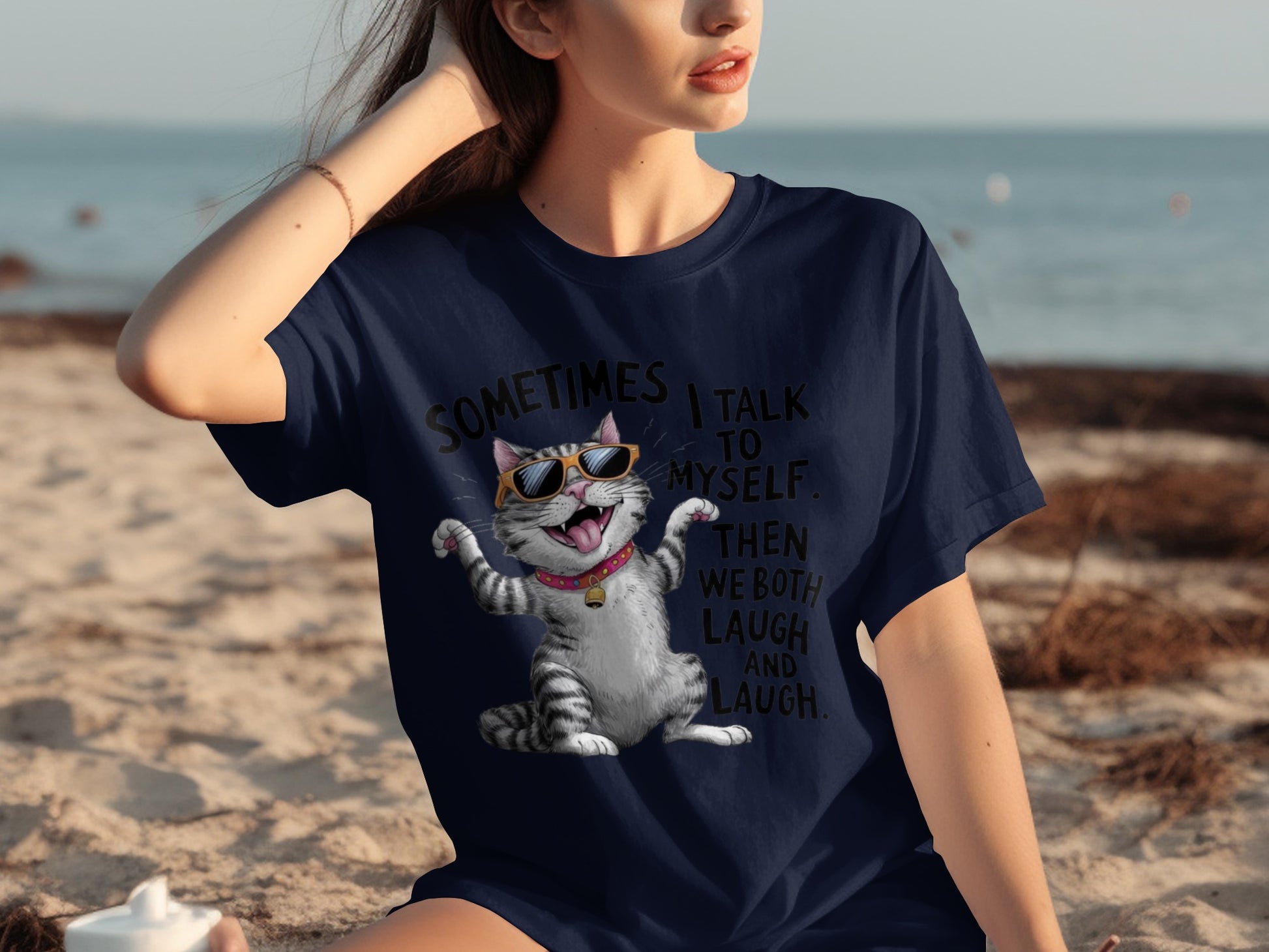 Sometimes I Talk To Myself Cat Illustration T-shirt