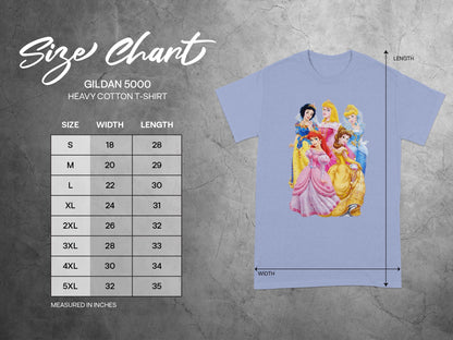 GILDAN 5000 Princesses Size Chart Inches product type