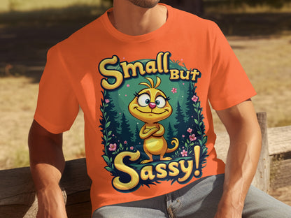 Small But Sassy Cute Orange Graphic Print T-shirt