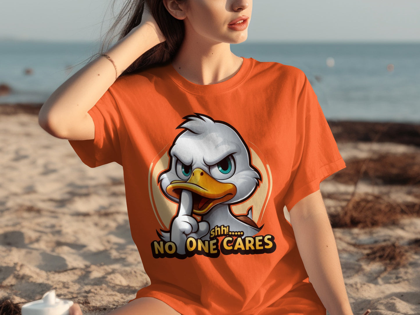 Funny No One Cares Duck Shhh Graphic T-Shirt