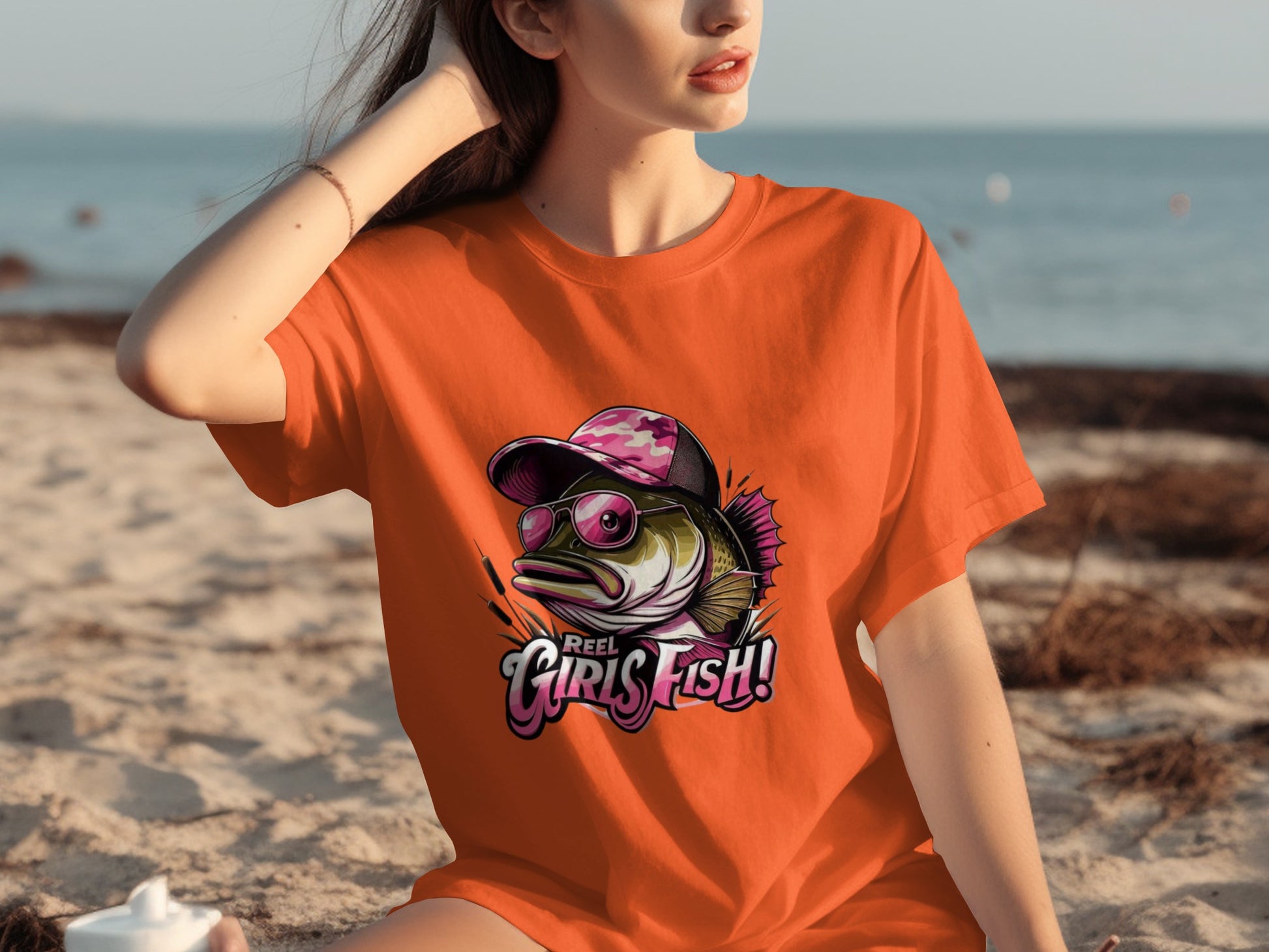 Reel Girls Fish Graphic Design Tee Shirt