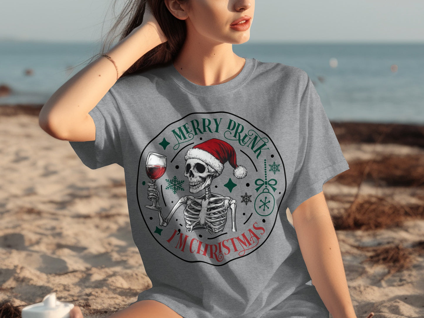 Merry Drunk I'm Christmas Skeleton T-Shirt
