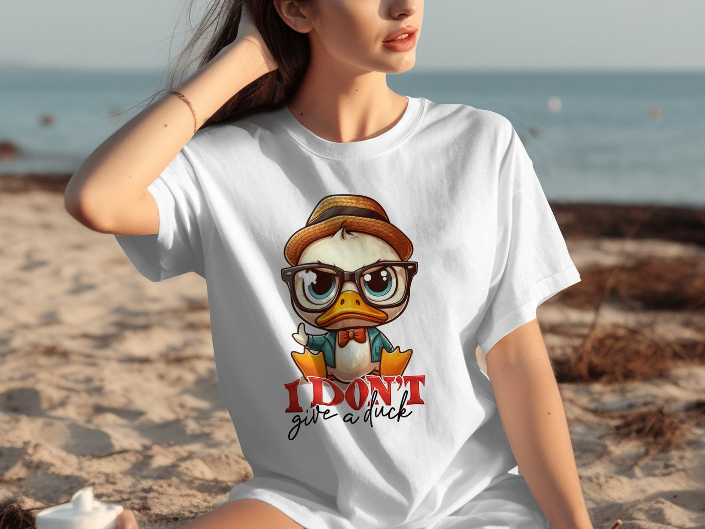I Don't Give a Duck Cartoon Graphic T-shirt