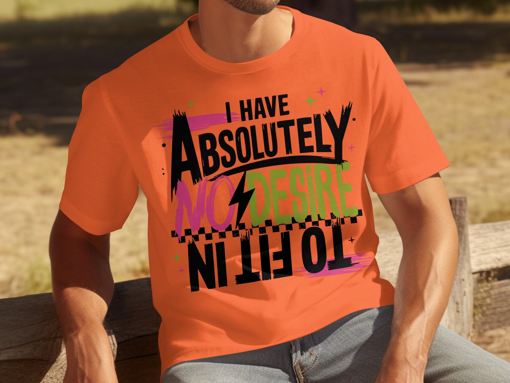 I Have Absolutely No Desire Orange Graphic T-Shirt