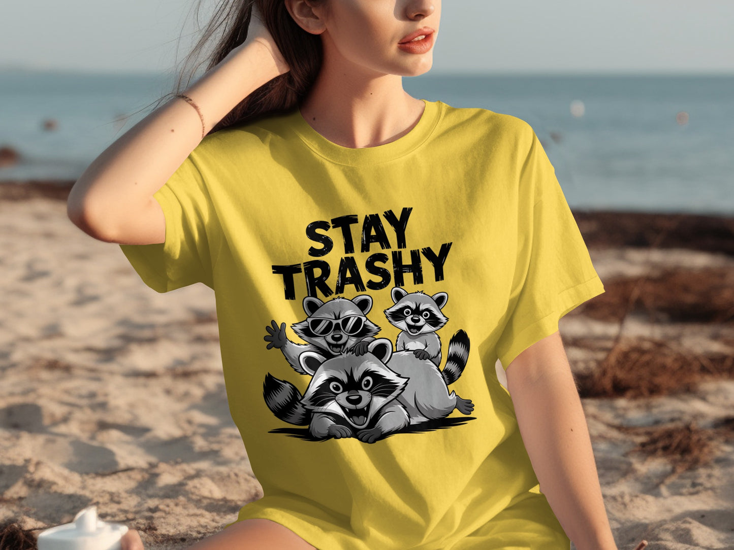 Stay Trashy Funny Raccoon Graphic T-Shirt