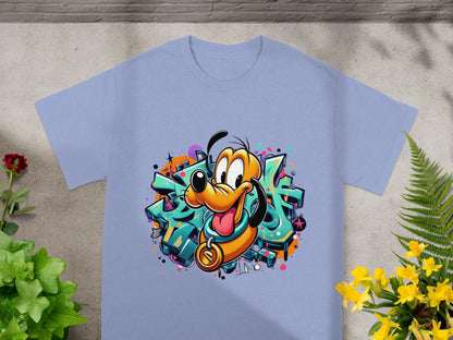 T-shirt with Pluto character graffiti design.