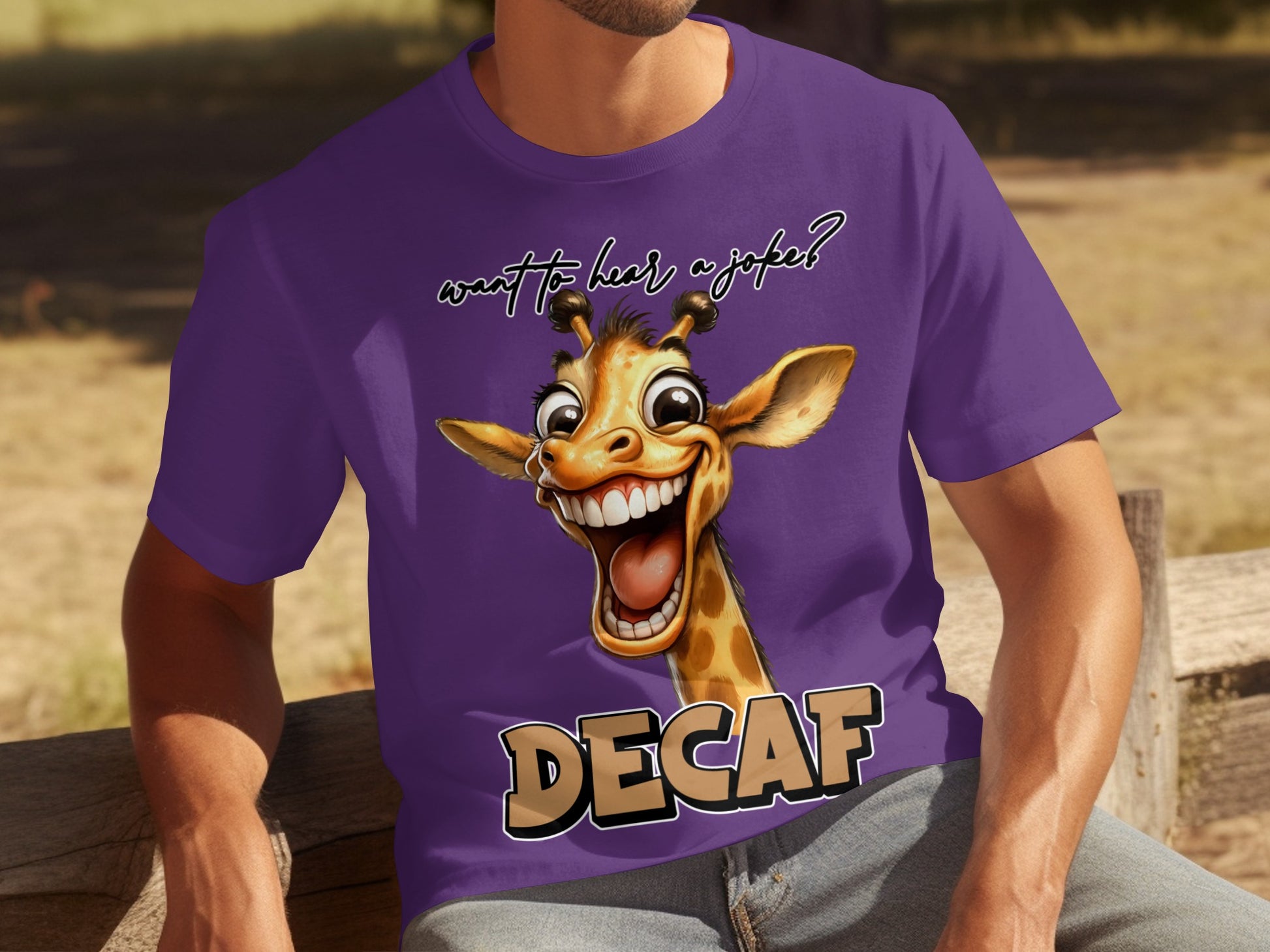 Funny Jumping Giraffe Decaf Joke T-Shirt
