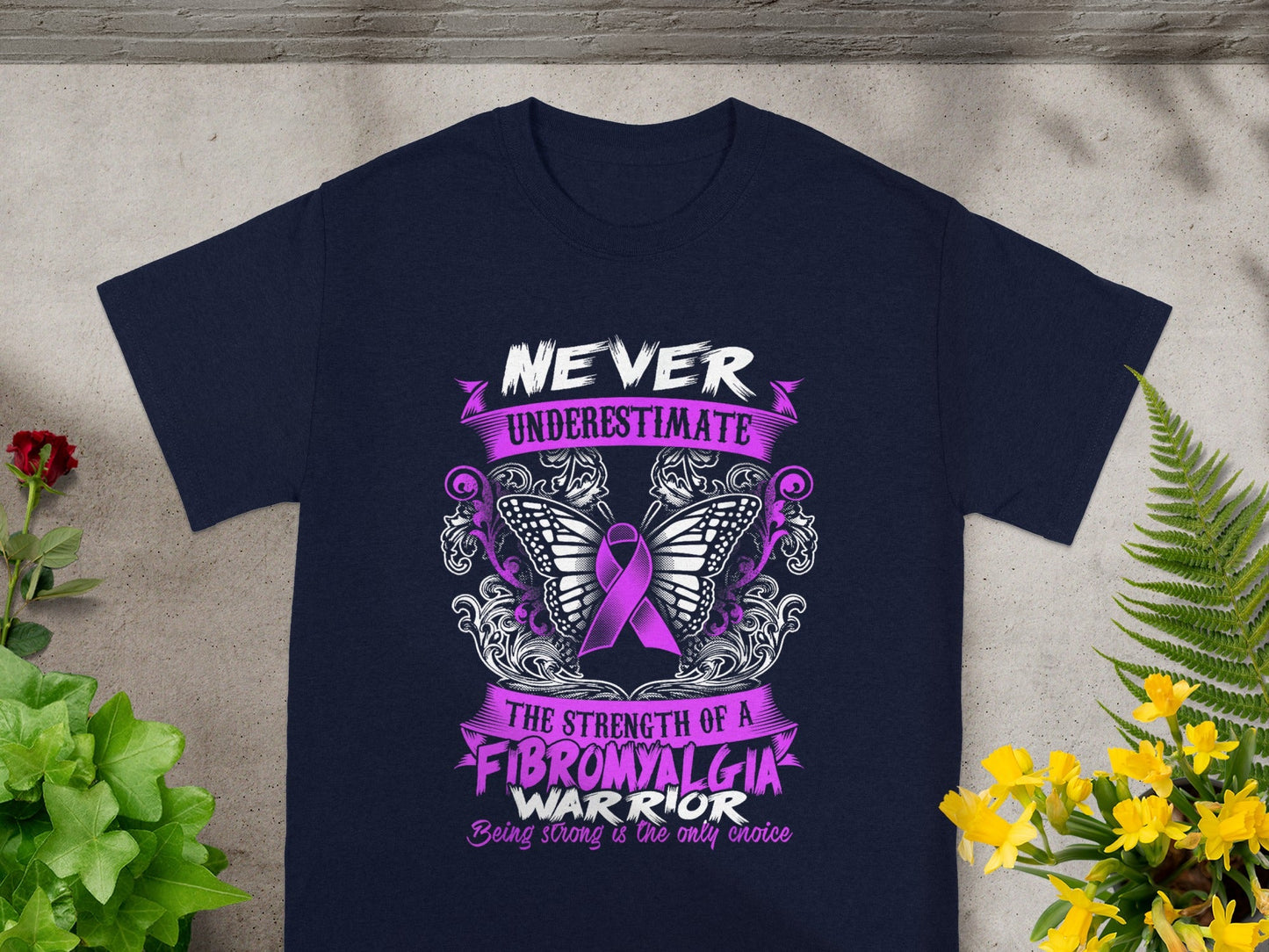 Never Underestimate Fibromyalgia Warrior T-Shirt