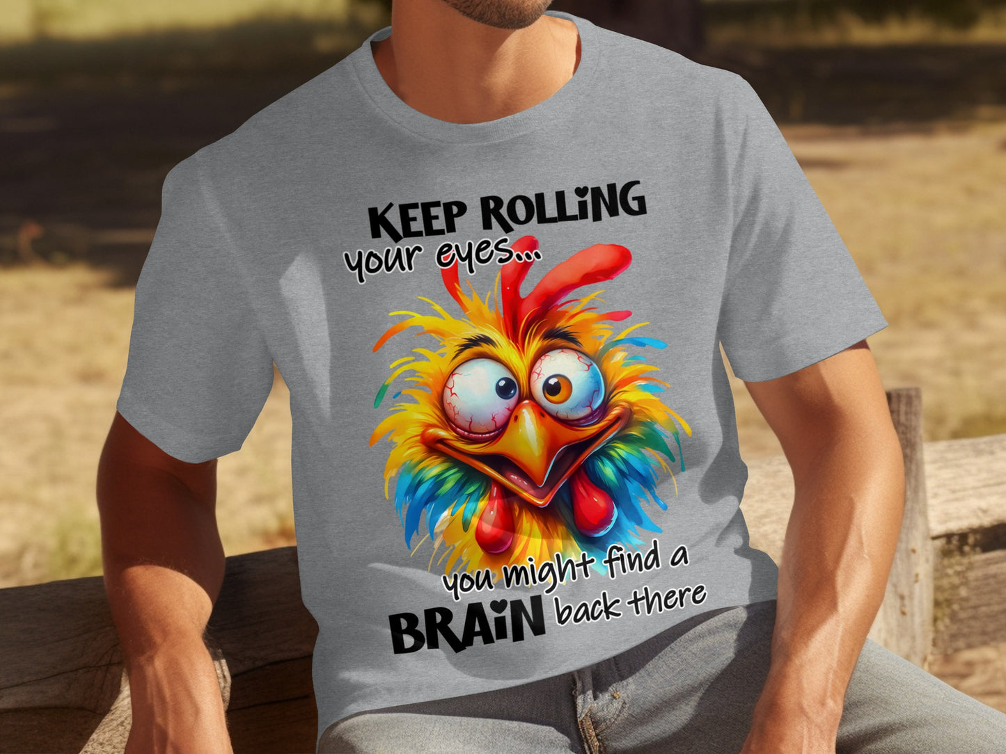 Keep Rolling Your Eyes Graphic Chicken T-Shirt