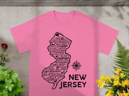 New Jersey Typography Map Graphic T-Shirt